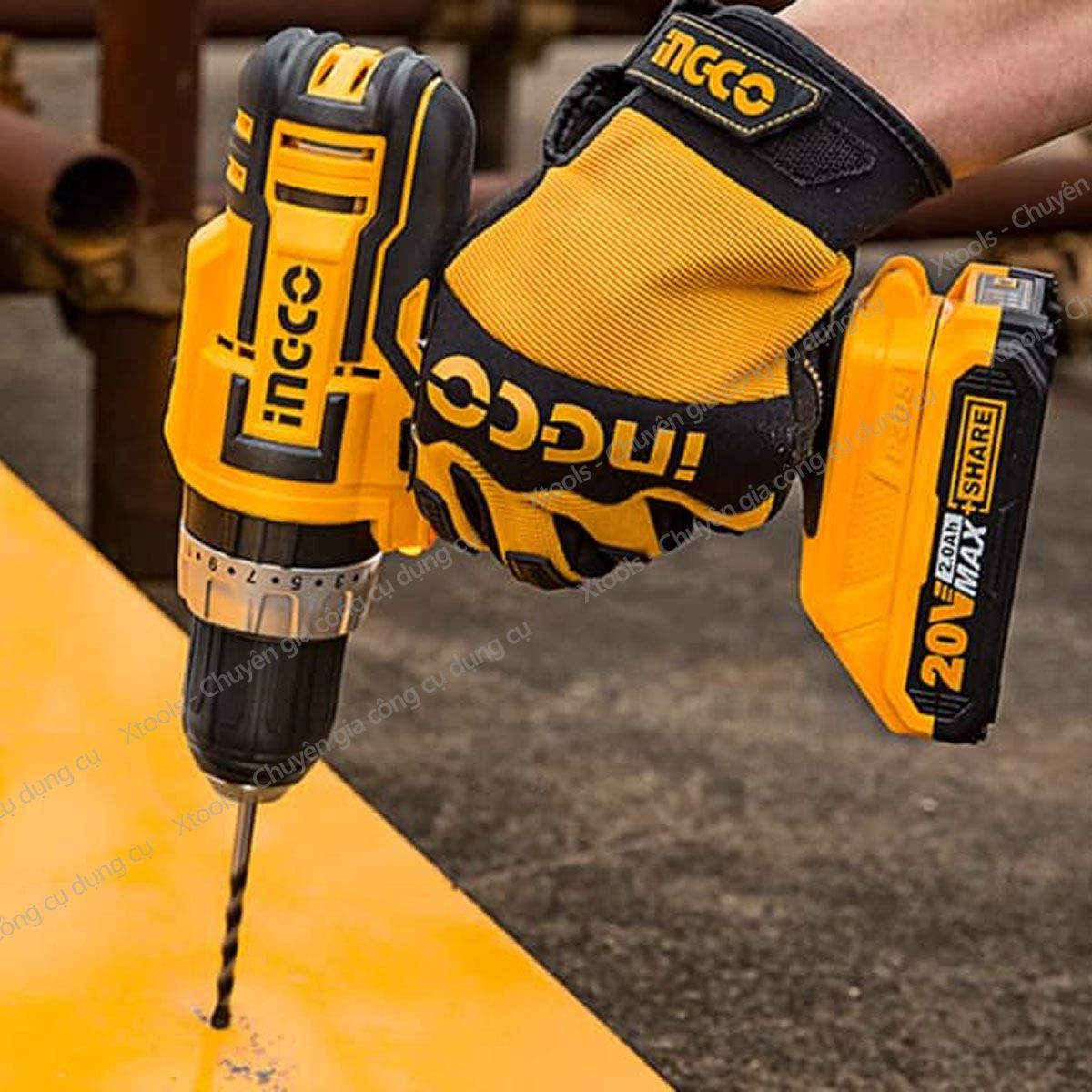 20V ingco cidli20031 2 speed battery concrete drill 13mm drill bit automatic drill bit with 2 pin 50 accessories portable battery drill