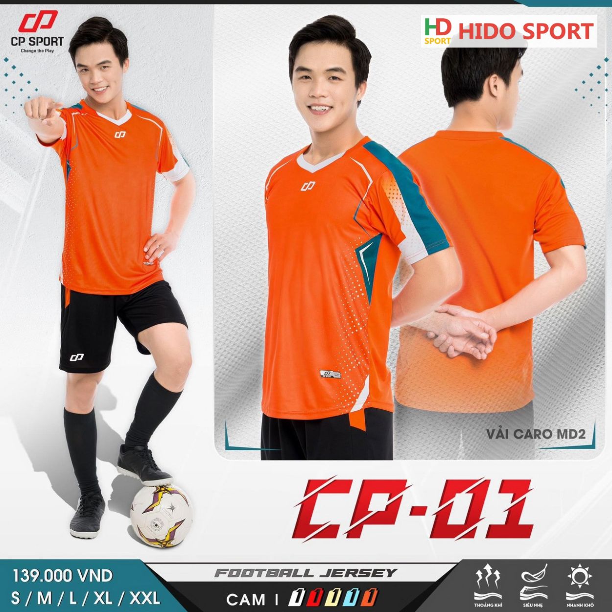 Quần áo bóng đá không logo cp01 có in tên số