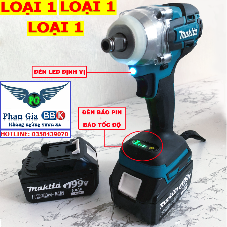 Thân máy siết bulong và bắt vít makita 188v - chức năng: siết mở bulong, khoan, bắt vít, bắn tôn...