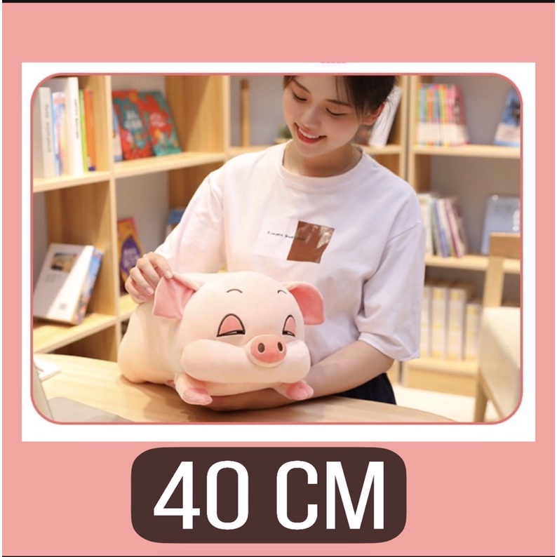 Gấu bông,Gối ôm hình thú con heo béo mắt hí cute thú nhồi bông con lợn ngủ béo ú kích thước 45cm,55cm,90cm