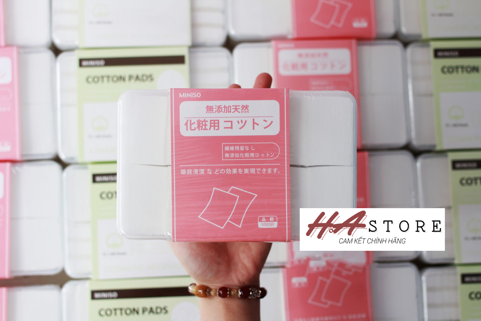 Bông Tẩy Trang Miniso Natural Cotton Pads 1000 miếng nội địa Nhật Cotton 3 lớp làm sạch da