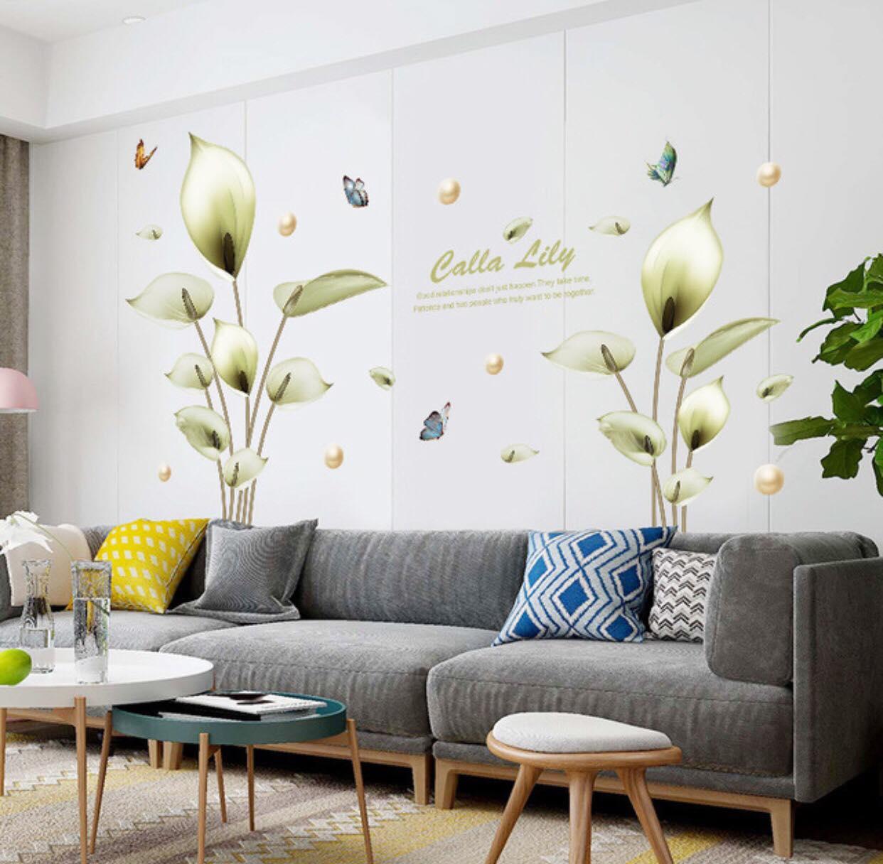Decal dán tường mẫu cây lá 3D trang trí
