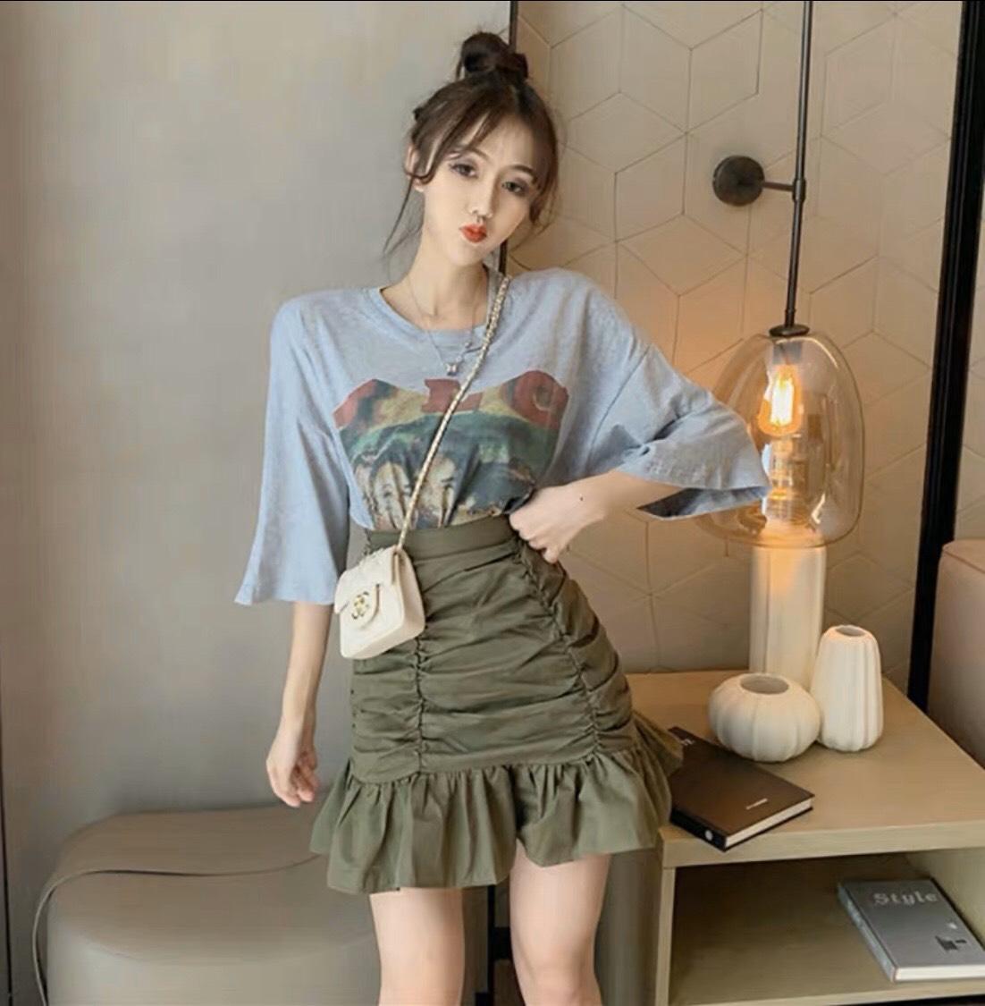 Chân váy nữ lưng chun đuôi cá nhún thân ôm body
