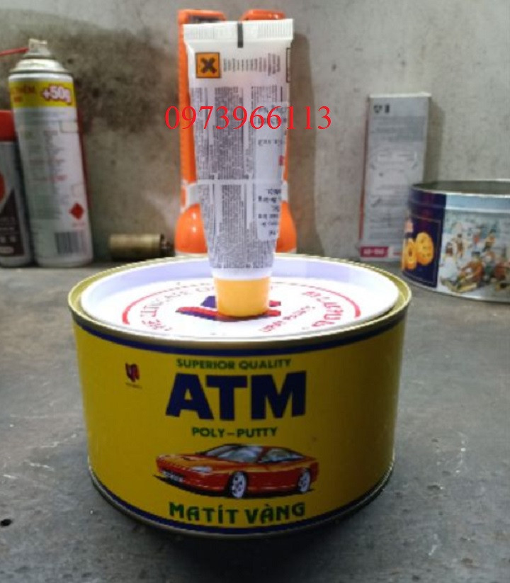 Bột bả oto xe máy Matit vàng ATM 1kg 2 thành phần