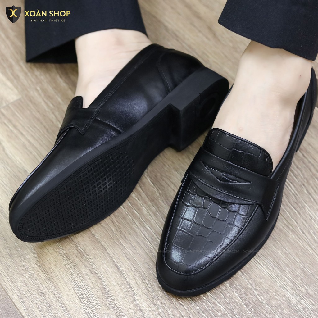 Giày lười nam da bò đế cao su