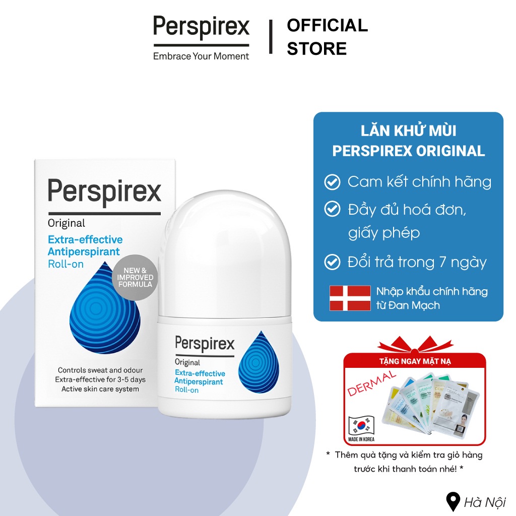 Lăn nách khử mùi perspirex original dành cho người có mùi và mồ hôi vừa phải 20ml