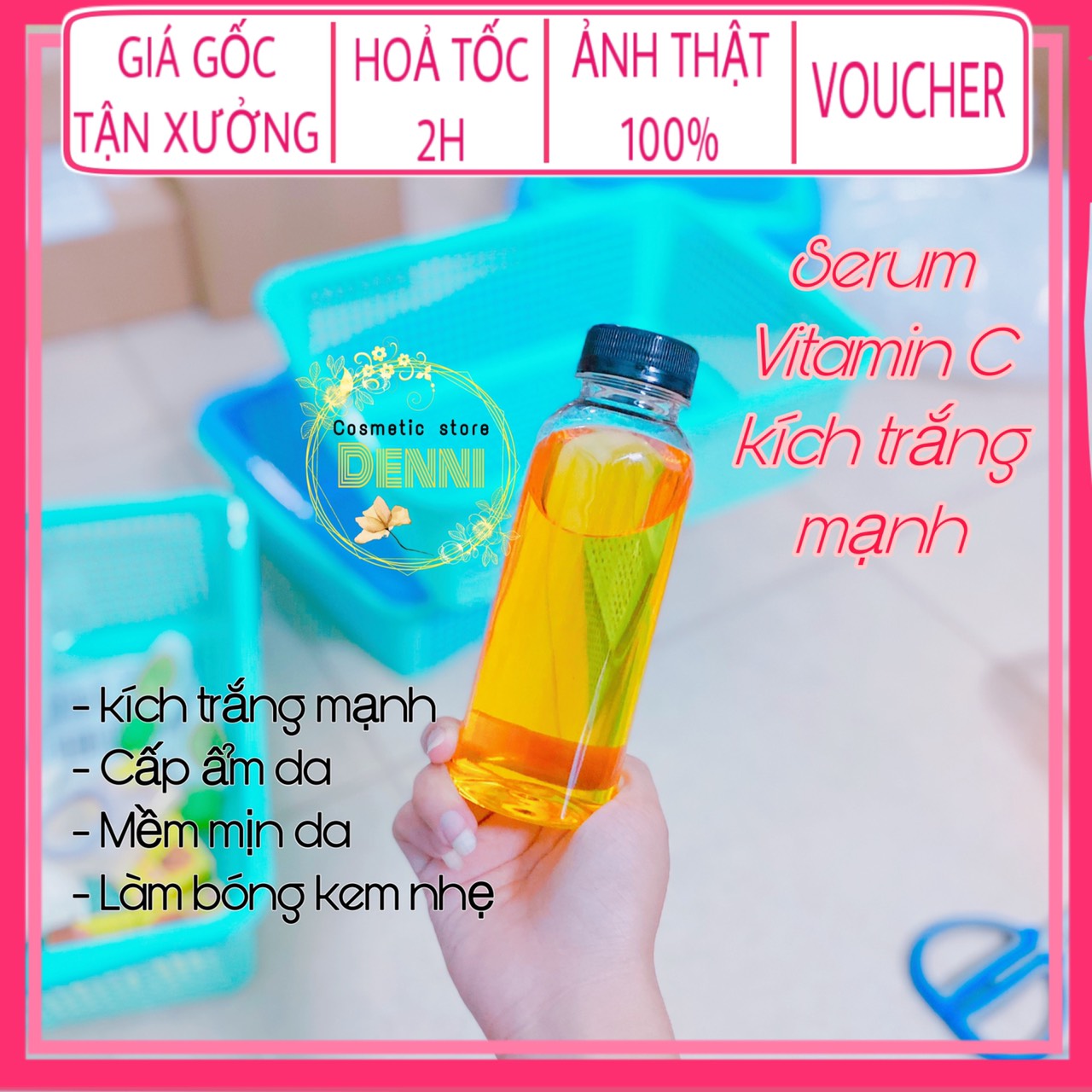 Lẻ chai 250ml nước kích trắng vitamin C pha kem