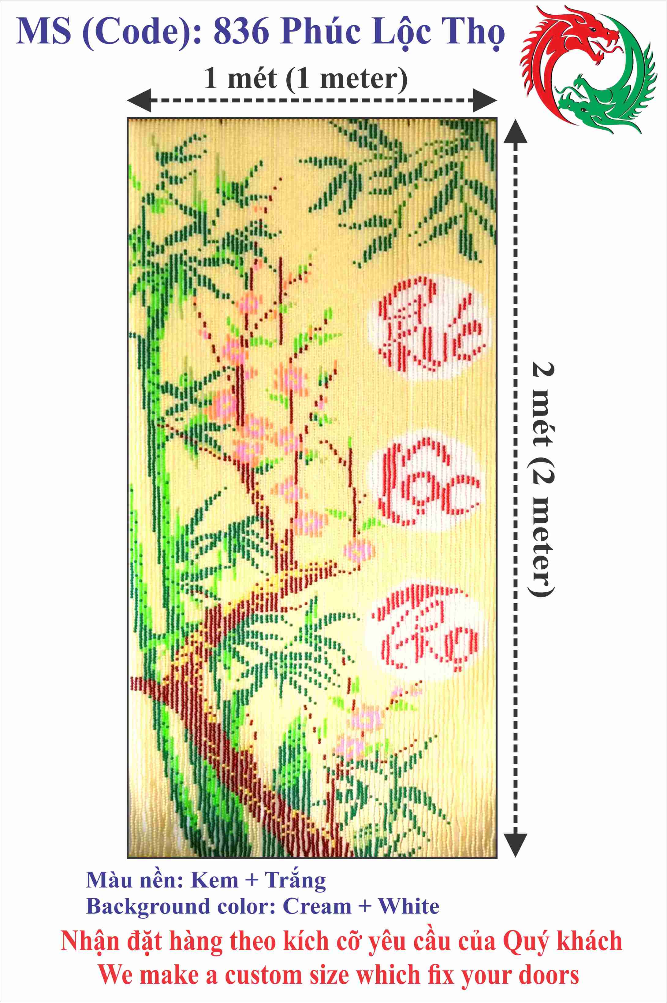 Màn hạt nhựa - Công ty Hai Con Rồng - Code 836 Phúc Lộc Thọ