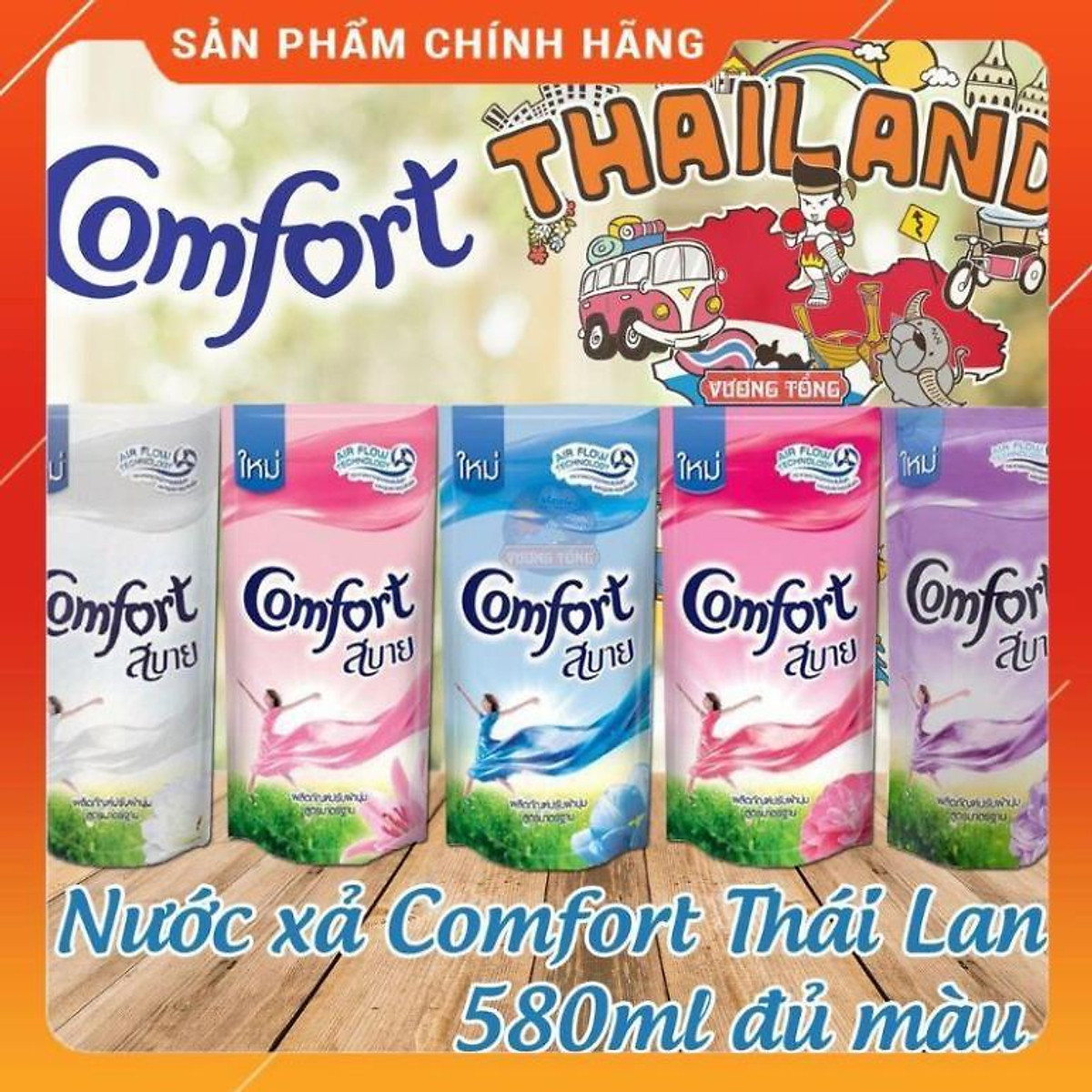 Nước Xả Vải Comfort Thái Lan 580ml Giữ Màu & Bền Vải Một Lần Xả