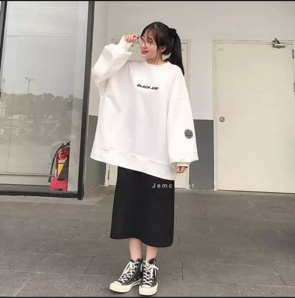 [ FREE SHIP ]Áo sweater in  chữ Black AIR ( cao từ 1m48 nặng từ 36kg -68kg)