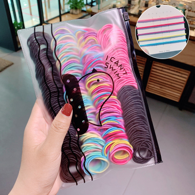 Set 500 chun cột tóc trơn nhiều màu cho bạn gái, túi 500 chun buộc tóc nhiều màu túi zip
