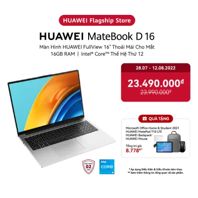 Máy Tính Xách Tay HUAWEI MateBook D 16 (16GB/512GB) FullView 16