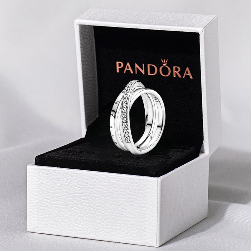 Nhẫn Pandora Crossover Pavé Triple Band Ring 8055SV