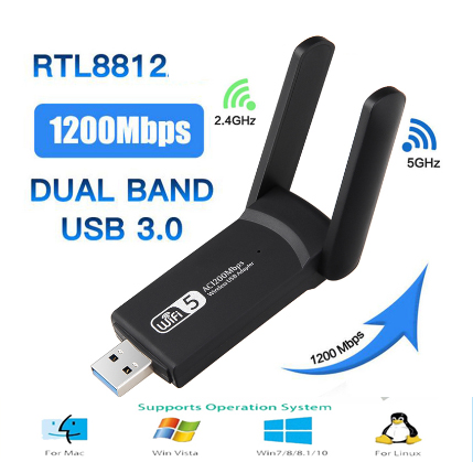 USB wifi 6 Thẻ mạng không dây băng tần kép USB 3.0 Băng tần kép AX1800M Tốc độ cao 5G WiFi Receiver Transmitter Bluetooth WIFI 2 trong 1 Wireless Network Card