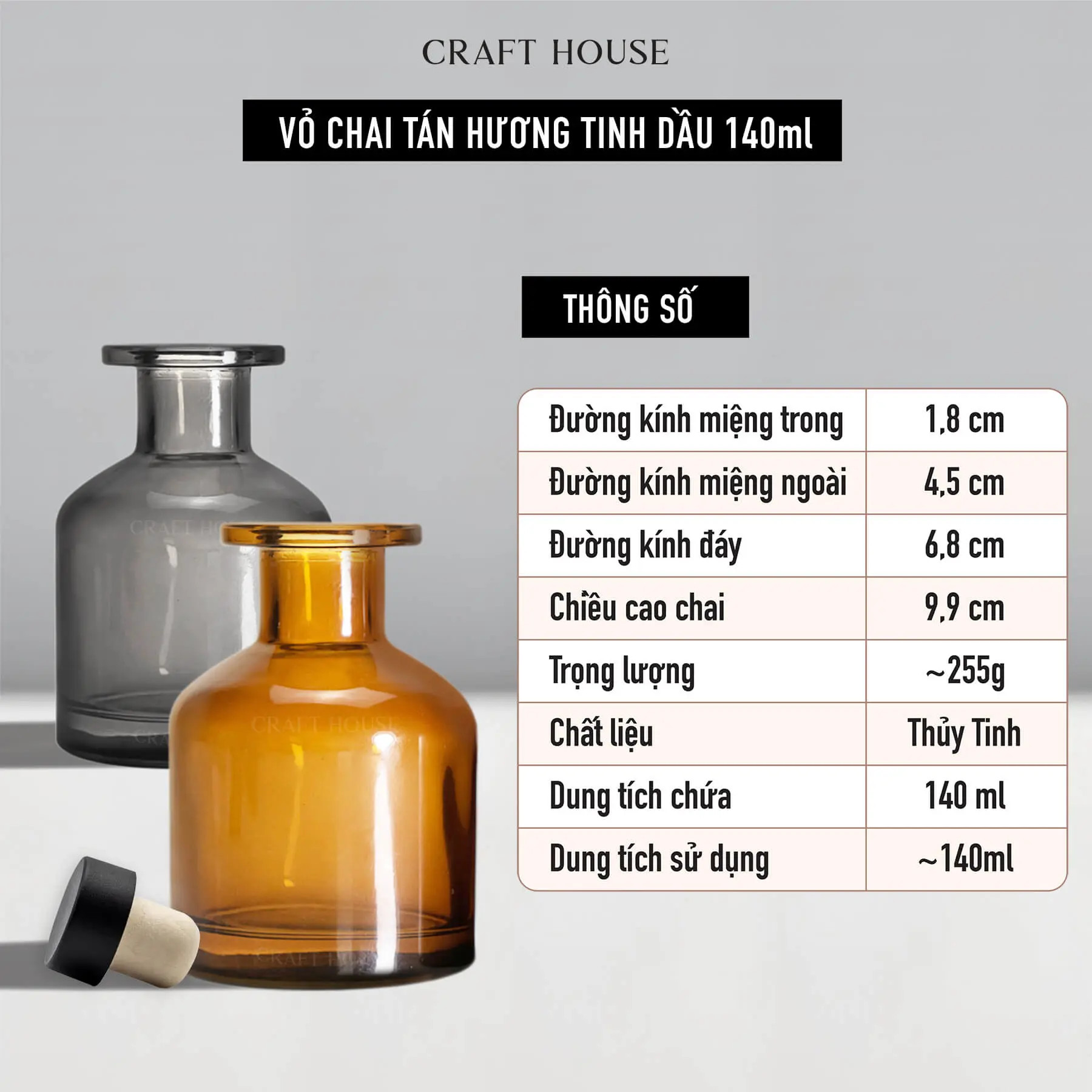 Vỏ Chai Khuếch Tán Tinh Dầu Thơm 150ml