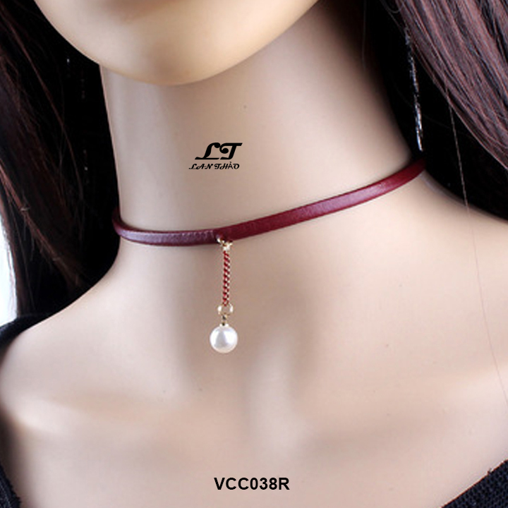 Vòng cổ choker hạt trắng tòn ten VCC062B
