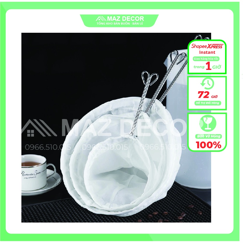 Vợt vải lọc trà có cán Inox dùng lọc trà, lọc hạt, lọc đậu nành, hấp xôi, hấp ngô, lọc đồ uống