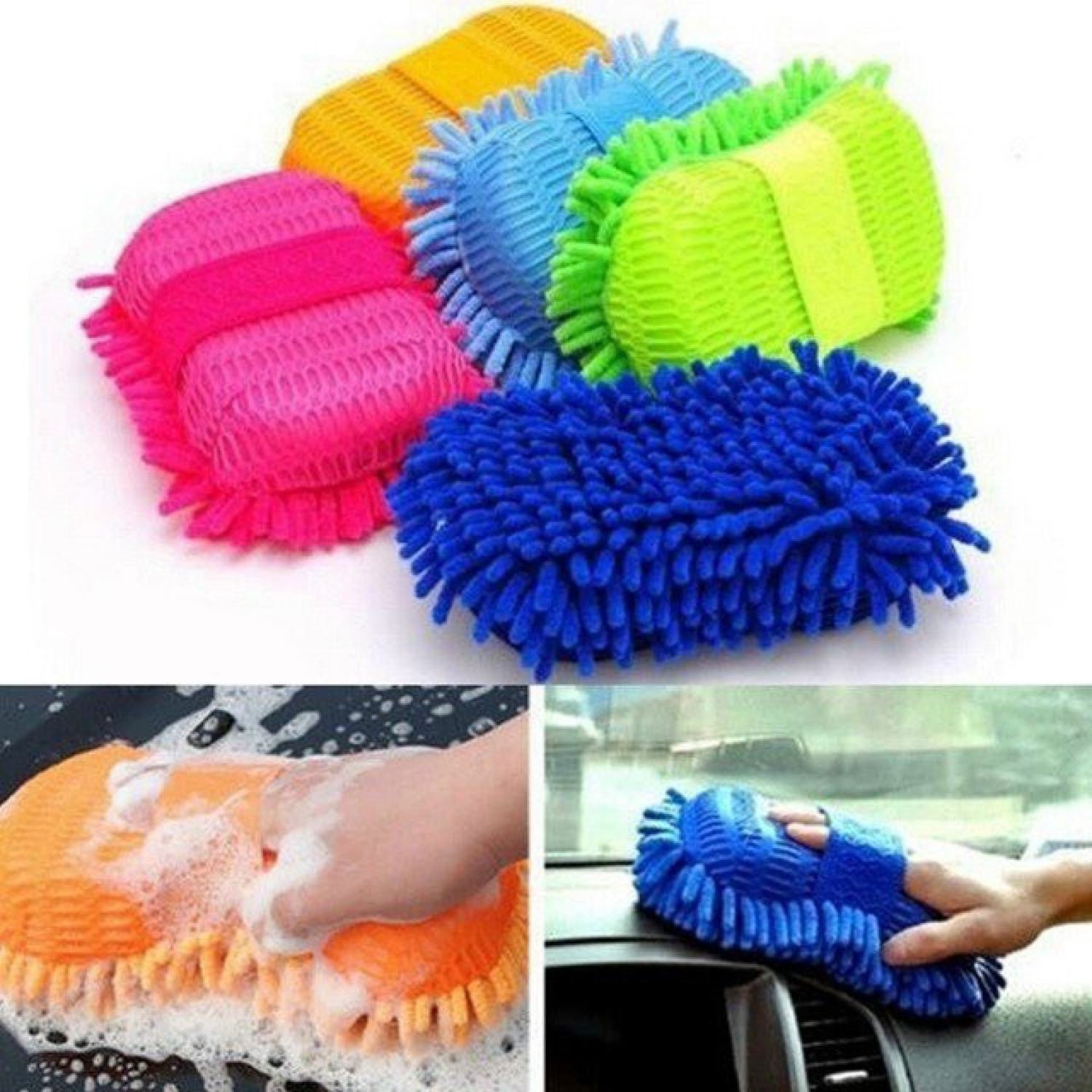 Miếng san hô rửa xe Microfiber siêu mịn tiện dụng (màu sắc ngẫu nhiên)