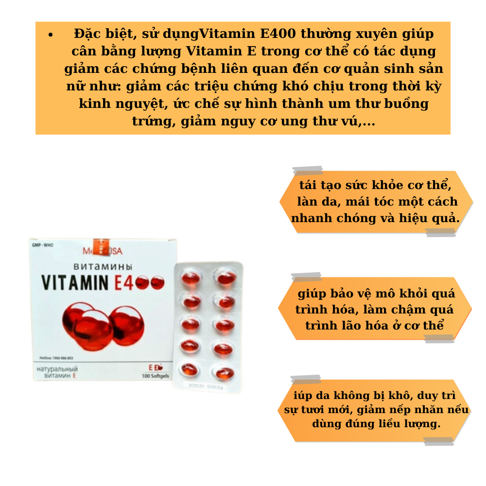 [HCM]VITAMIN E400 NGĂN NGỪA LÃO HÓA