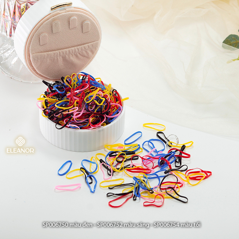 Bịch 1000 dây thun buộc tóc nữ Eleanor Accessories thun cột tóc nhiều màu sắc phụ kiện tóc 6750