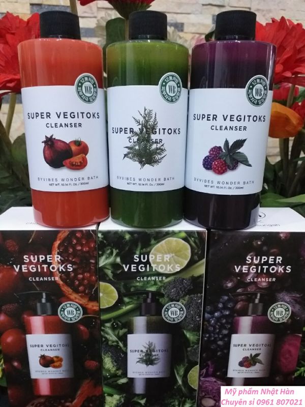 Sữa rửa mặt rau củ Super Vegitoks Wonder Bath chai 300ml Hàn Quốc