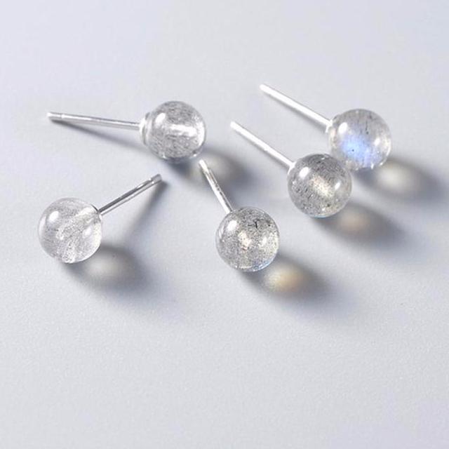 Bông tai đá moonstone ( mặt trăng )  kiểu cổ điển - hạt 6 ly