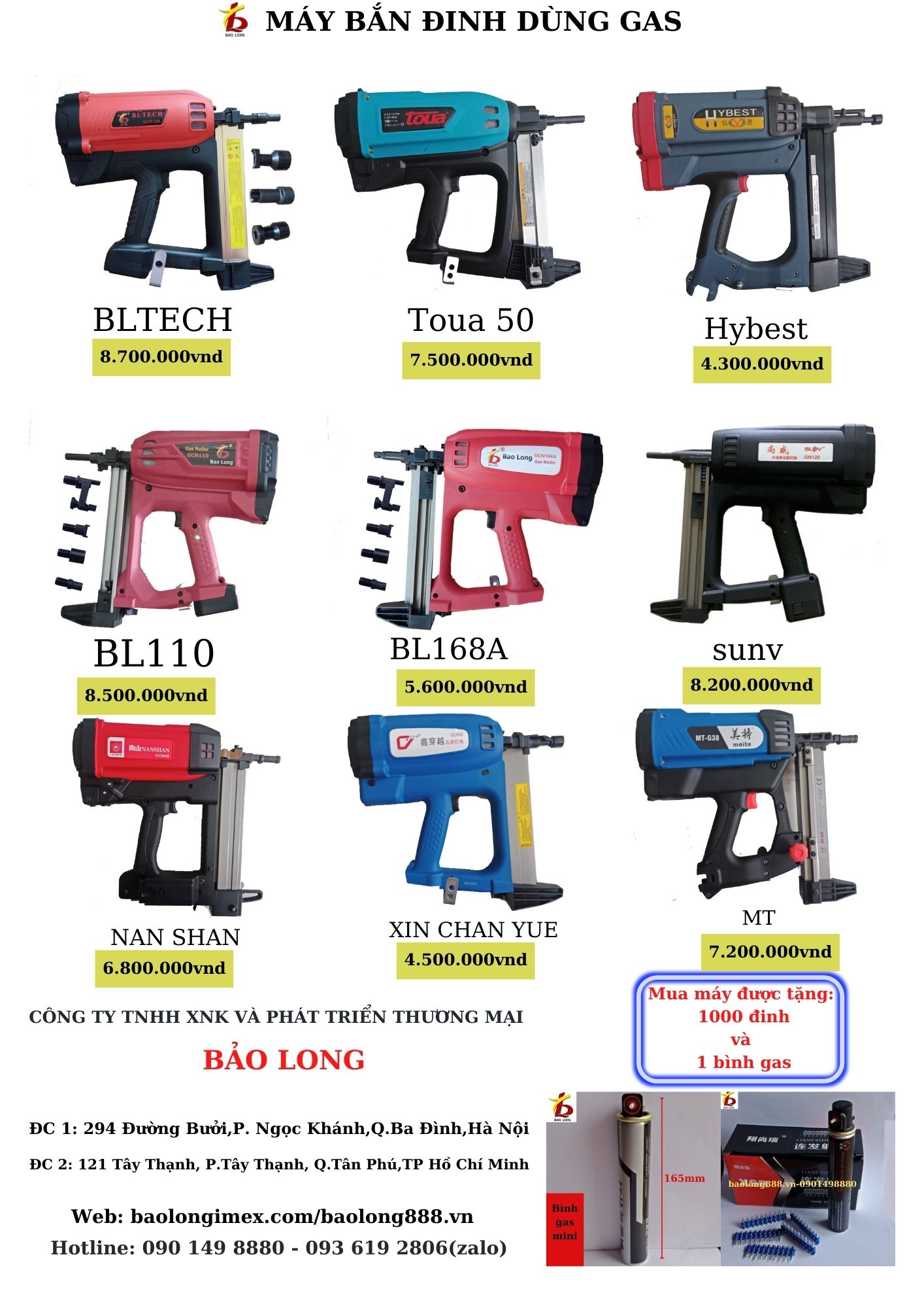 [ Hà Nội ] Đinh bê tông, đinh bắn bê tông( 1000 đinh/hộp, tặng kèm gas)**Liên hệ để được giá tốt**
