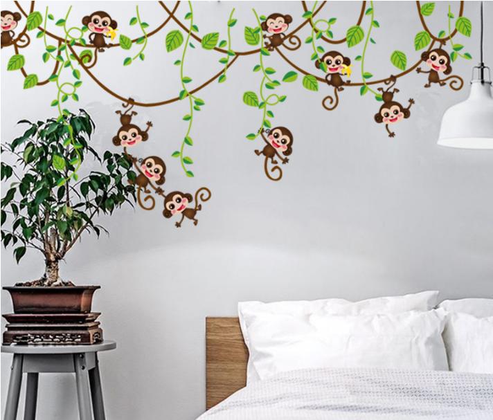 [HCM]Decal trang trí Dây leo Khỉ