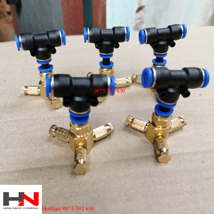 Combo 5 béc phun sương 3 hướng đồng gắn tê 8
