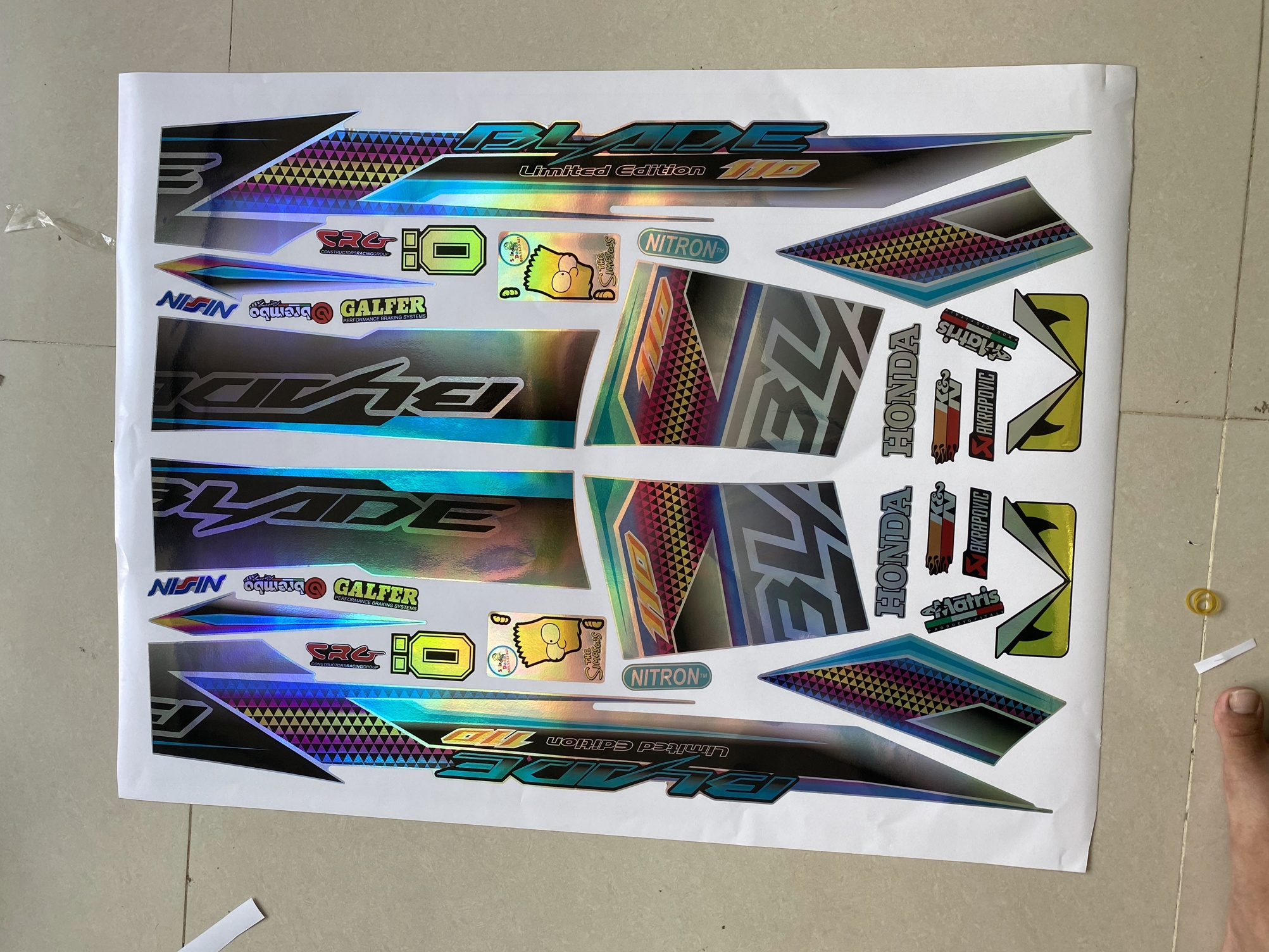 Tem xe wave blade 110 dán xe trắng  Crom titan 7 màu