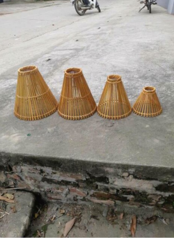Chao đèn mây tre đan dạng nơm xòe 27cm