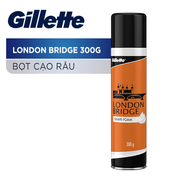 Hộp bọt cạo râu siêu to Gillette London Bridge - mềm da, mềm râu Hộp 300g