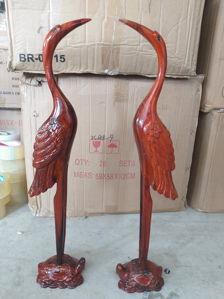 Cặp Hạc thờ bằng gỗ xoan đào cao 60cm