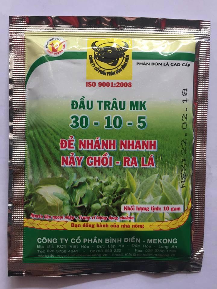 Phân Bón Nảy Mầm, Ra Lá Đầu Trâu MK 30-10-5 (10gr)