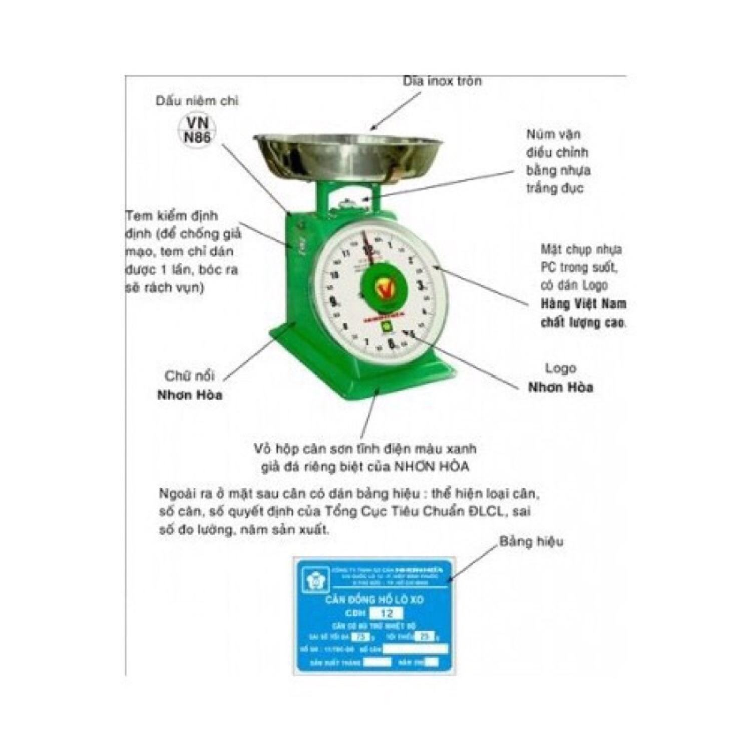 Cân Nhơn Hoà 12kg mặt đồng hồ số