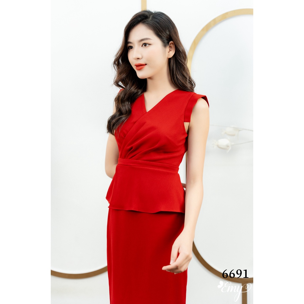 Đầm EMY EM6691 Body Đỏ Sát Nách