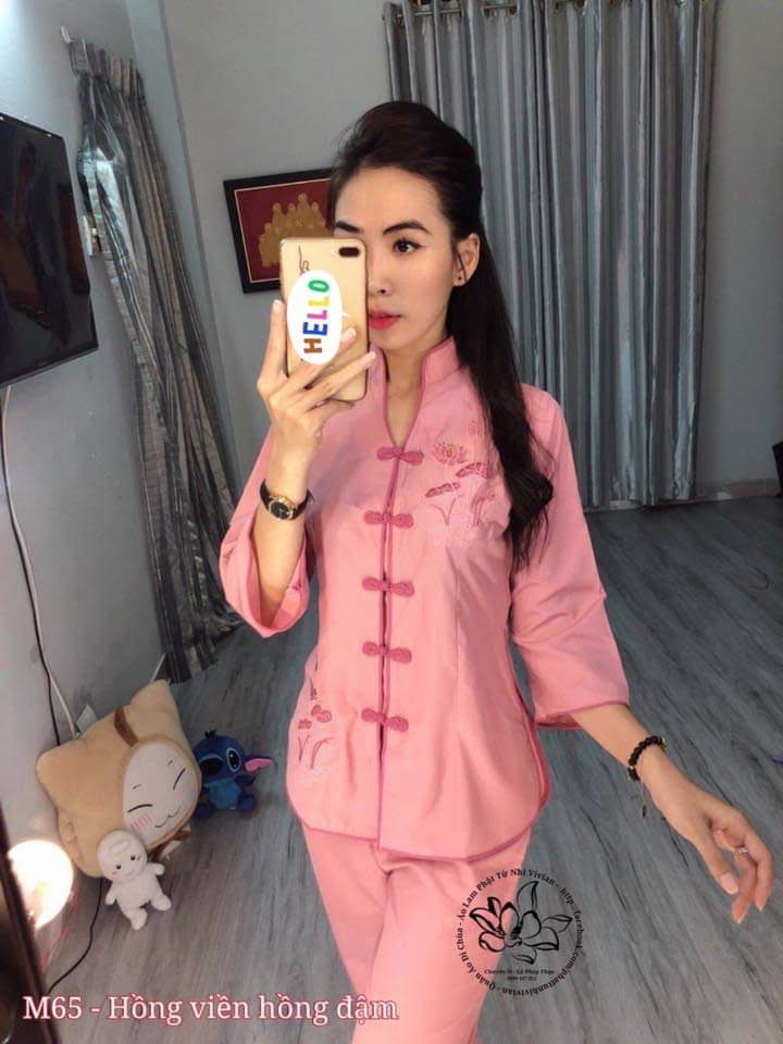 [HCM]Đồ lam đi chùa nữ đồ phật tử áo lam đi chùa mẫu tàu viền