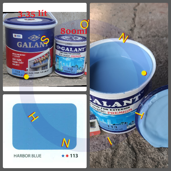Sơn nước ngoại thất sơn chậu galant màu xanh dương 113 - 800ml 3lít35