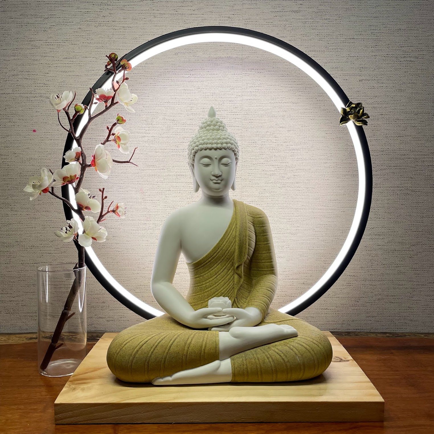 [HCM]Tượng Phật Thích Ca Gốm tử sa Và đèn LED