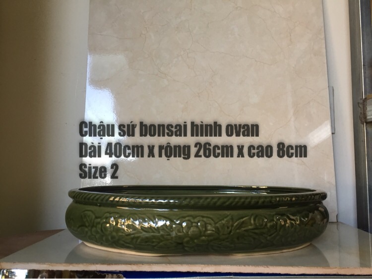 Chậu sứ bonsai hình ovan ( size 2)