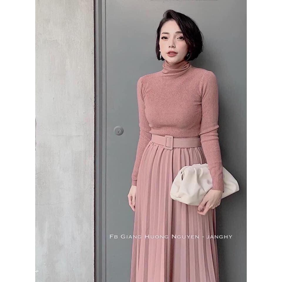 Chân váy dập ly kèm đai Hàng Quảng Châu chất đẹp
