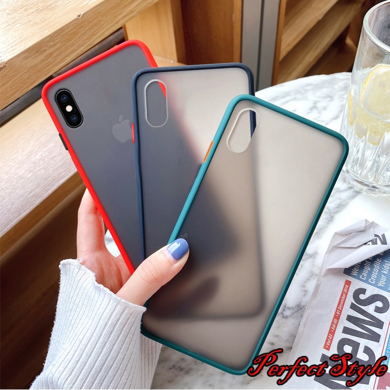 Ốp lưng Iphone 6-7-8 / 6plus - 7plus - 8 plus / XR cao su non trong nhám viền màu chống vân tay