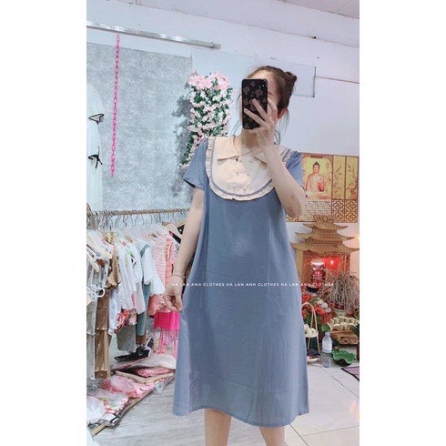 Đầm bầu thiết kế viền bèo cổ đức 4 màu