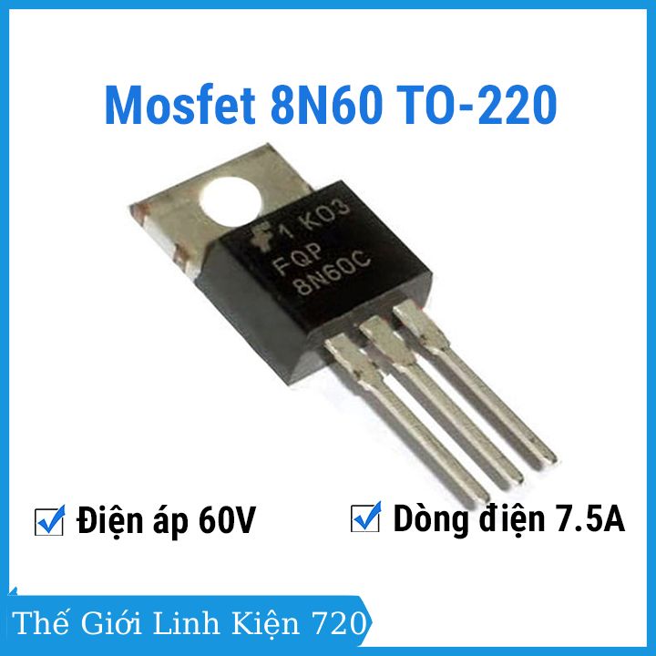 Mosfet 8N60 TO-220 N-CH điện áp 600V/7.5A
