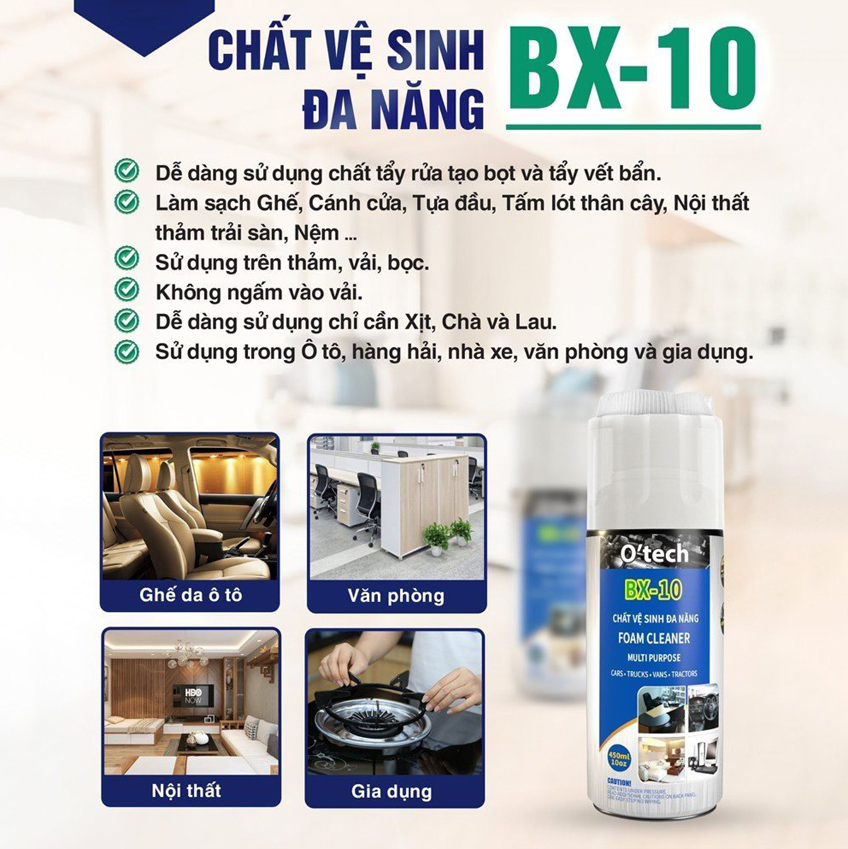 Bình bọt vệ sinh đa năng BX-10 O’tech 450ml