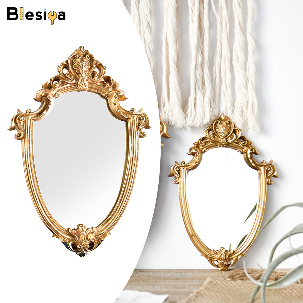 Blesiya European Style Resin Hanging Wall Oval Mirror Home Nordic Decoration Mirror