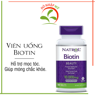 CHÍNH HÃNG Natrol Biotin 10000 mcg viên uống hỗ trợ mọc tóc thumbnail