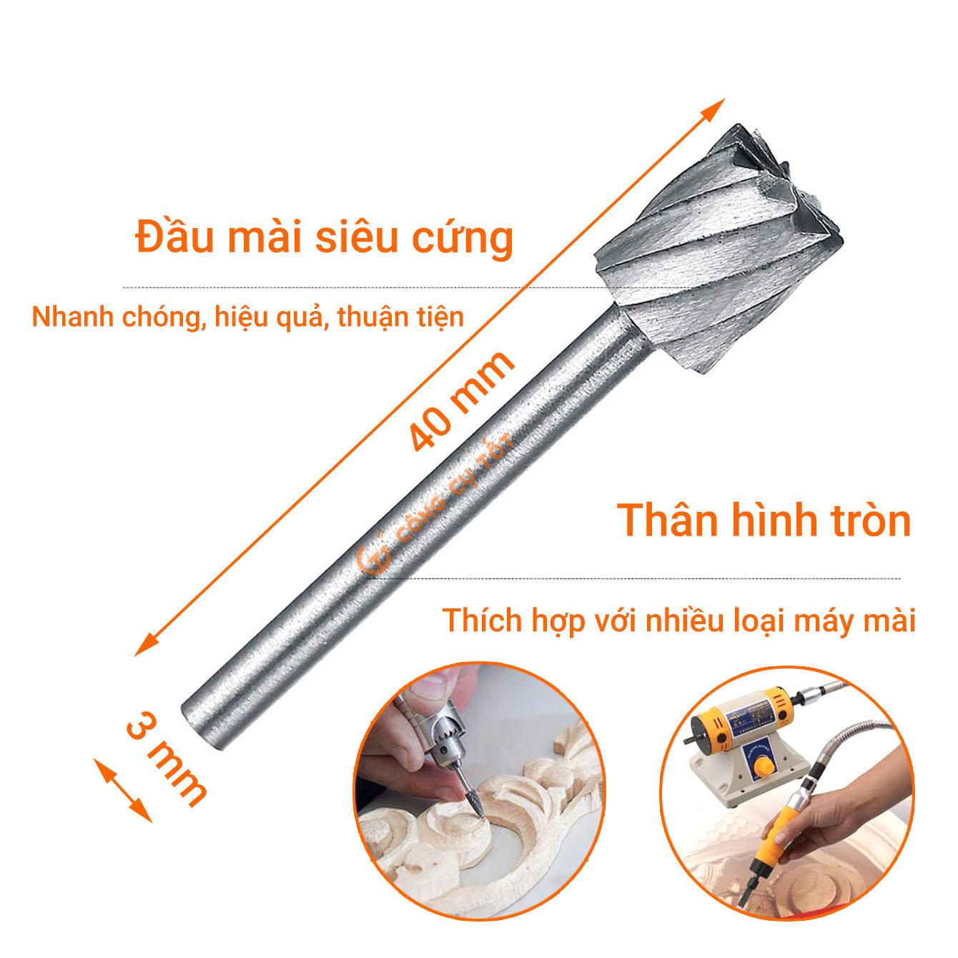 Bộ 6 mũi phay gỗ trục 3mm