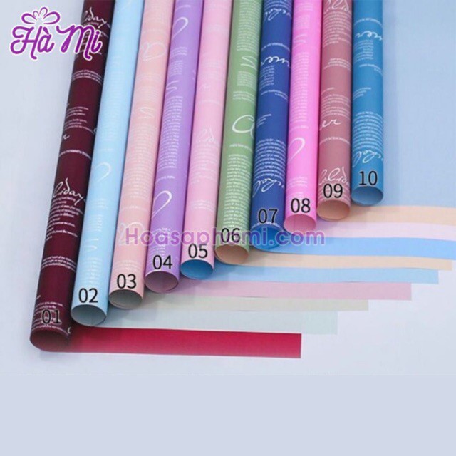 20 tờ giấy gói hoa cao cấp mika 2 mặt in chữ sang choảnh