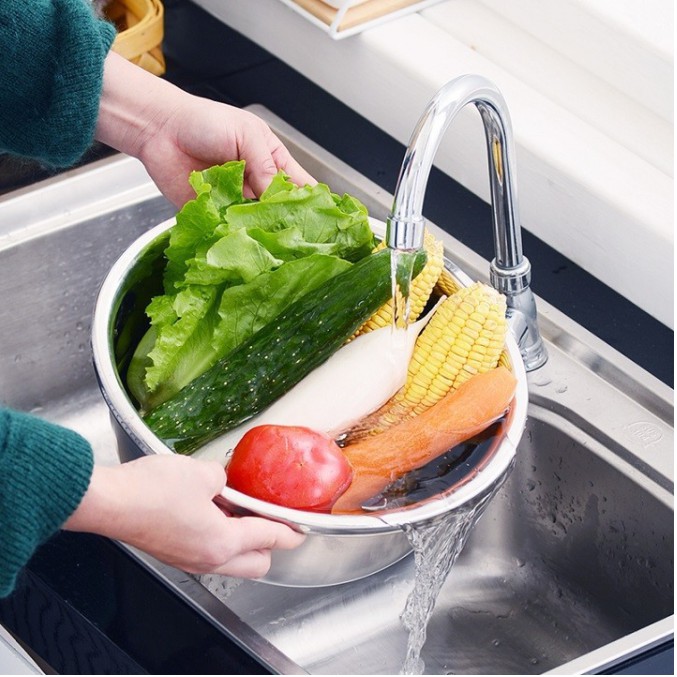 Bộ Thau Rổ inox 3 món bào rau củ đa năng tiện lợi